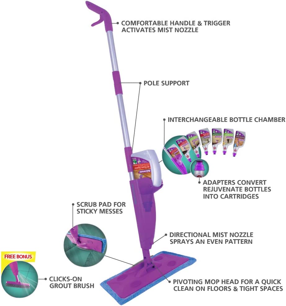 Rejuvenate Click N Clean Multi-Surface Spray Mop System Complete Bundle Includes Free Click