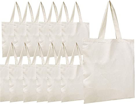 Simpli-Magic Canvas Tote Bags, 13" x 15", Pack of 15, Natural