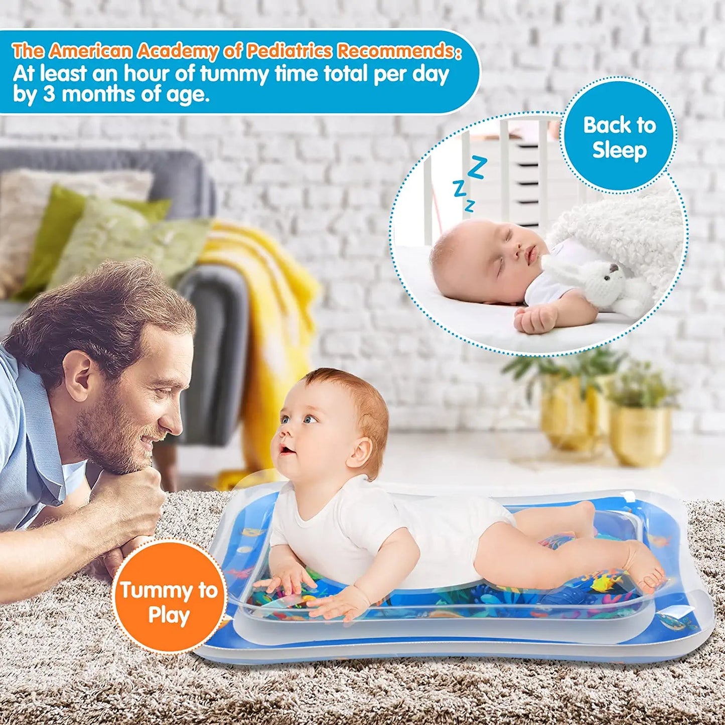 Infinno Inflatable Tummy Time Mat Premium Baby Water Play Mat