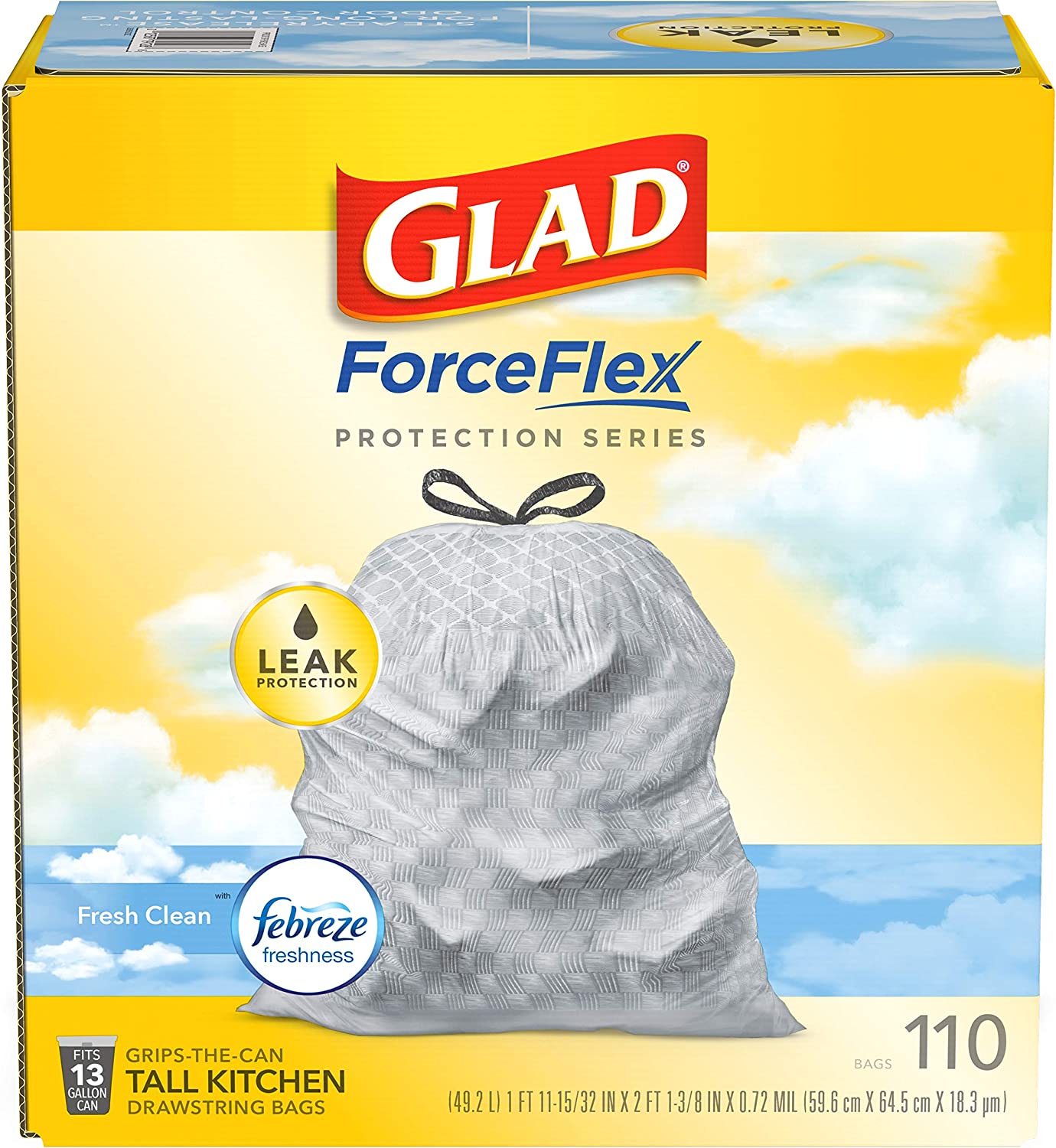 Glad ForceFlex Tall Kitchen Drawstring Trash Bags