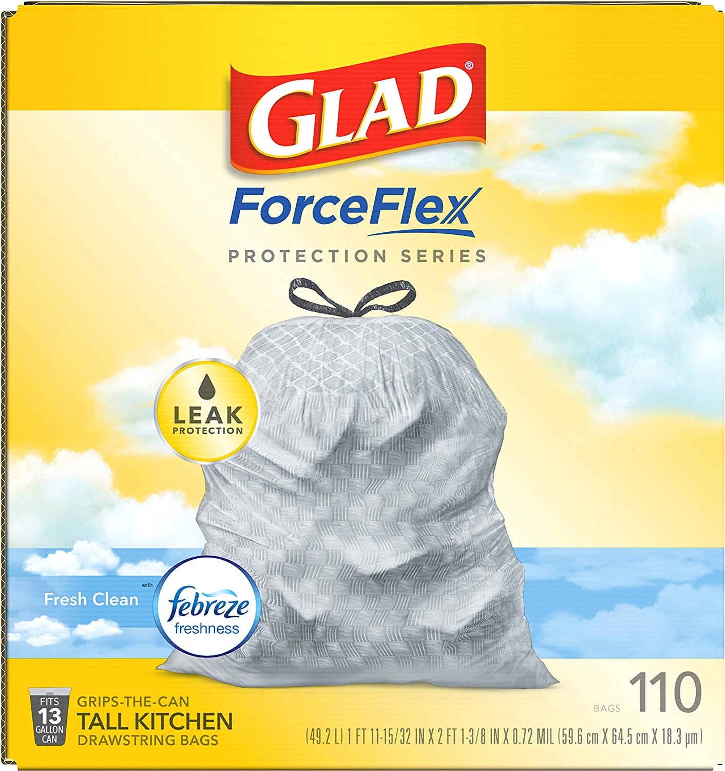 Glad ForceFlex Tall Kitchen Drawstring Trash Bags