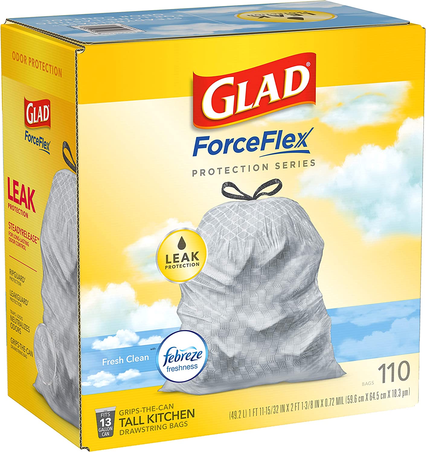 Glad ForceFlex Tall Kitchen Drawstring Trash Bags